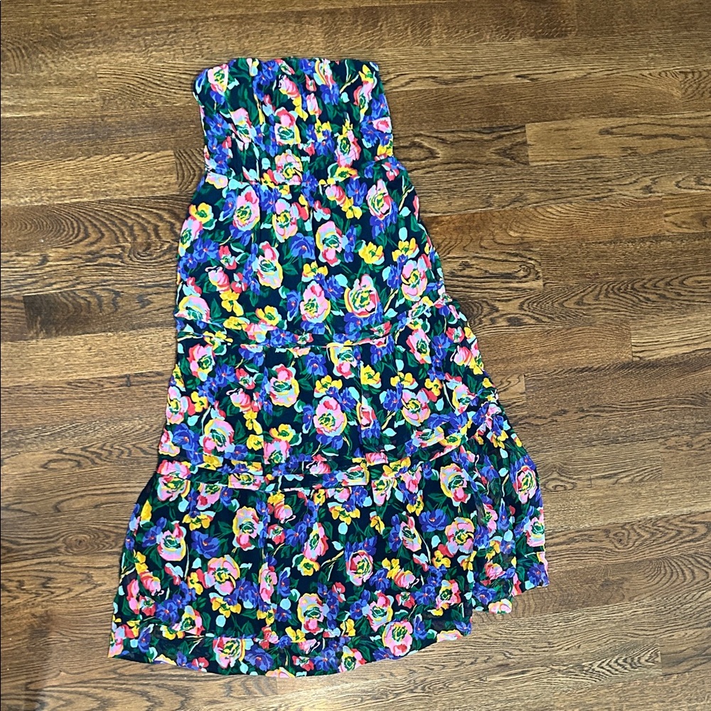 Anthropologie Floral Strapless Maxi Dress in Multicolor